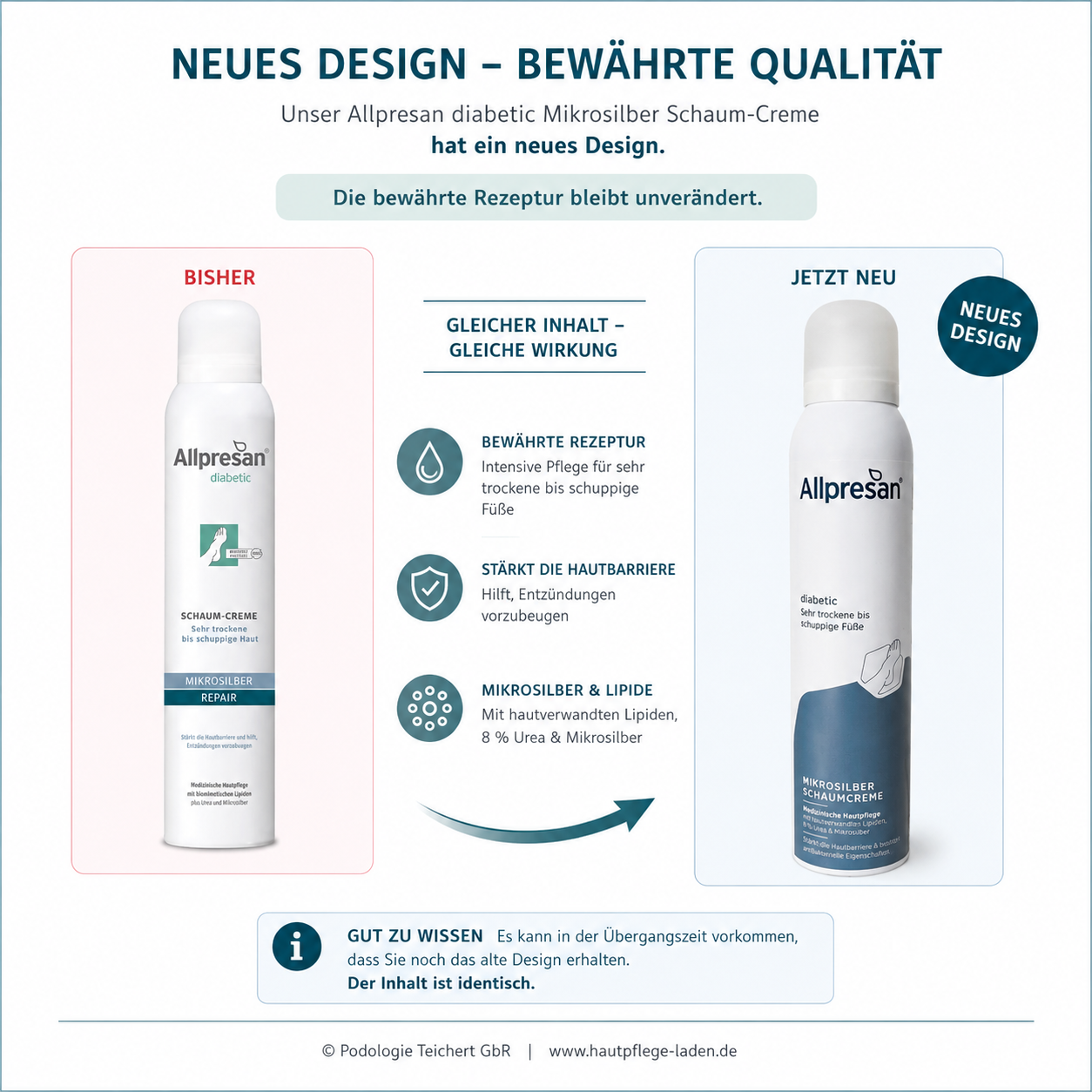 Allpresan diabetic Mikrosilber Schaum-Creme 200 ml