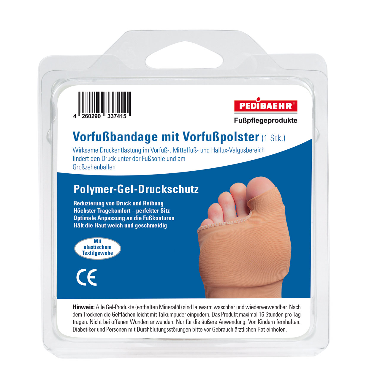 Pedibaehr Vorfußbandage mit Vorfußpolster und Ballenschutz