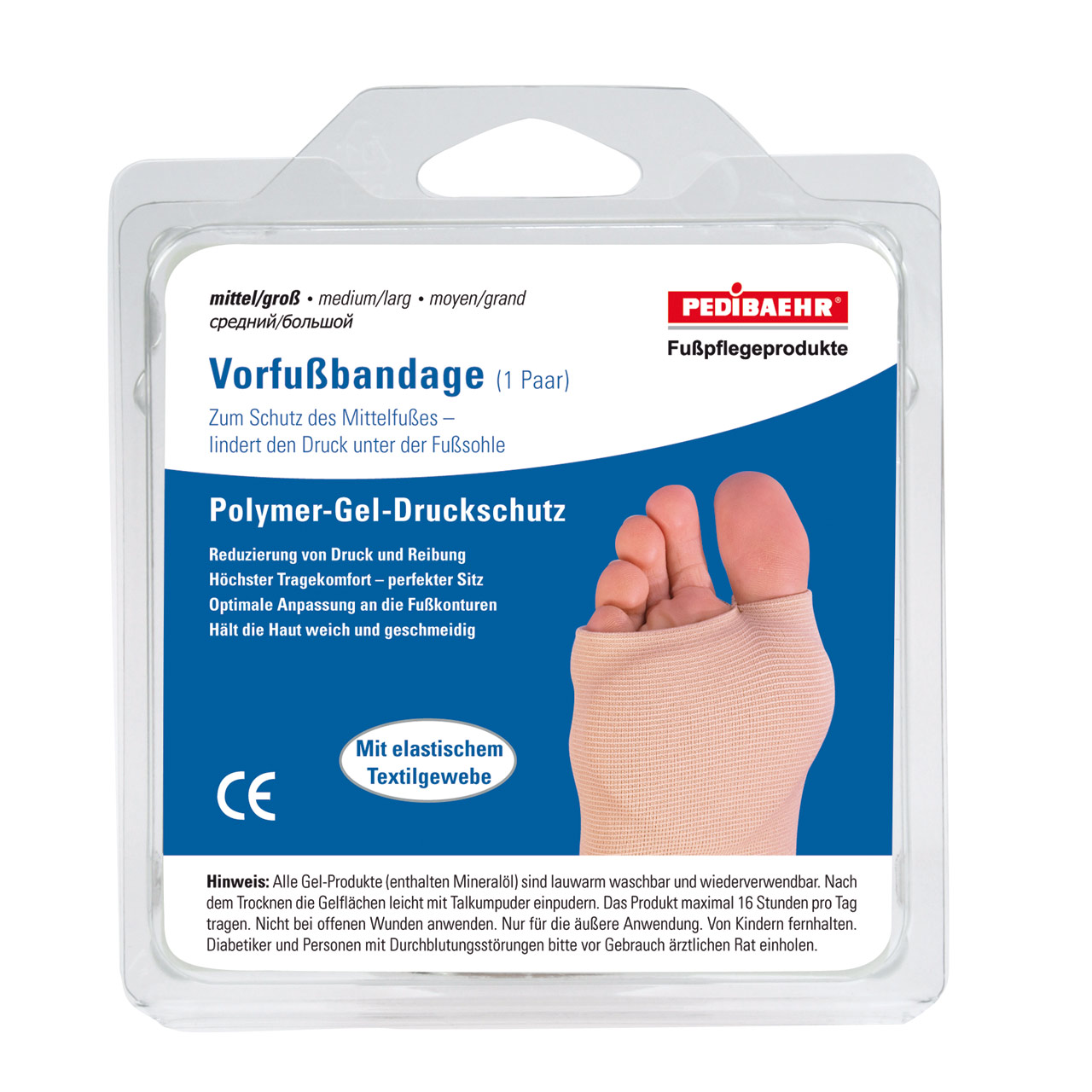 Pedibaehr Vorfußbandage mit Polymer Gel Kissen