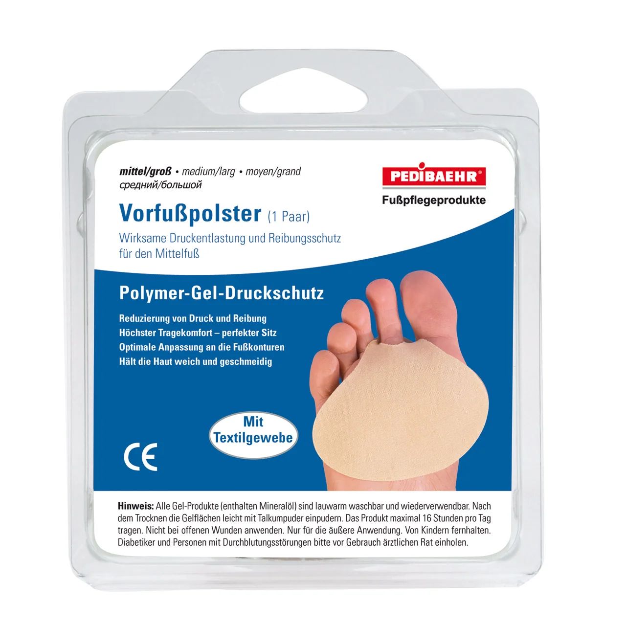 Pedibaehr Vorfußpolster mit Polymer Gel